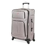 SWISSGEAR Sion Softside Expandable Spinner Luggage Durable Lightweight Travel Suitcase, Pewter, Checked-Medium