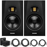 ADAM Audio T7V 7-inch Studio Monitor, Black (Pair) AMS-T7V Bundle with Focusound 2 Pack Isolation Pads High Density Acous, 2X OnStage 25ft XLR Cable + 2X 10ft Balanced XLR to TRS Cable