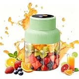 Portable Wireless Juicer Cup, Dual Lid Compact Electric Juicer Cup with 38-Blades, USB Rechargeable Portable Blender Handheld Fruit Mixer for Travel, Sports, Gym and Office