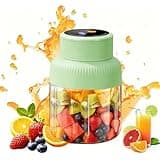 Portable Wireless Juicer Cup, Dual Lid Compact Electric Juicer Cup with 38-Blades, USB Rechargeable Portable Blender Handheld Fruit Mixer for Travel, Sports, Gym and Office