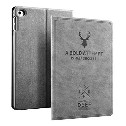 top0dream Deer Print Smart Cover Stand Flip Tablet Protective Case for i-Pad Air3 Mini5 New iPad 7th Generation Grey for iPad2/3/4#