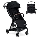 Britax Juniper Compact On-the-Go Stroller, Effortless Fastpack System with One-Hand RapidFold, Portable & Lightweight for Travel, Built-in Carry Handle, Ventilating Fabrics, Raven Black