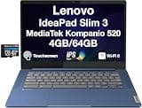 Lenovo IdeaPad Slim 3 Chromebook 14" IPS FHD Touchscreen Display, MediaTek Kompanio 520 Processor, 4GB RAM, 192GB Storage (64GB SSD + 128GB Micro SD Card), WiFi 6, Bluetooth 5.1, USB-C, Chrome OS