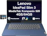 Lenovo IdeaPad Slim 3 Chromebook 14" IPS FHD Touchscreen Display, MediaTek Kompanio 520 Processor, 4GB RAM, 192GB Storage (64GB SSD + 128GB Micro SD Card), WiFi 6, Bluetooth 5.1, USB-C, Chrome OS