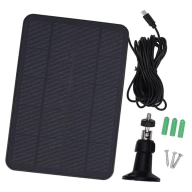 Bewinner 6W Monocrystalline Solar Panel Charger | 360° Adjustable Mount with 16.4ft Cable for Security Camera Home Doorbell (Black)