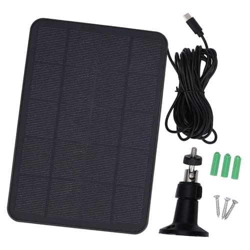 Bewinner 6W Monocrystalline Solar Panel Charger | 360° Adjustable Mount with 16.4ft Cable for Security Camera Home Doorbell (Black)