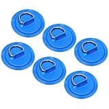 TOBWOLF 6 Pack 3.15" / 8cm Stainless Steel D-Ring Patch for Inflatable Boat Kayak Dinghy SUP, Circular D-Ring PVC Pad Stand-Up Paddleboard Canoe Rafting Accessories, NO Glue Included - Blue