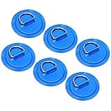TOBWOLF 6 Pack 3.15" / 8cm Stainless Steel D-Ring Patch for Inflatable Boat Kayak Dinghy SUP, Circular D-Ring PVC Pad Stand-Up Paddleboard Canoe Rafting Accessories, NO Glue Included - Blue