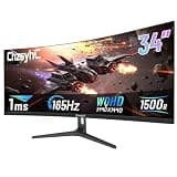 ChzsyhC 34 Inch Ultrawide Curved Gaming Monitor - WQHD 3440x1440p, 165Hz, 120% sRGB, FreeSync, VESA Mountable (DP&HDMI Cable Incl.) - Immersive PC Monitor for Gamers & Professionals, Black