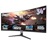 ChzsyhC 34 Inch Ultrawide Curved Gaming Monitor - WQHD 3440x1440p, 165Hz, 120% sRGB, FreeSync, VESA Mountable (DP&HDMI Cable Incl.) - Immersive PC Monitor for Gamers & Professionals, Black