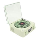 Aramox Turntable Speaker, ABS Vintage Record Player Speaker with 1500mAh Battery, 4 Playback Modes High Volume Stereo Sound for Home Desk Travel (Green)