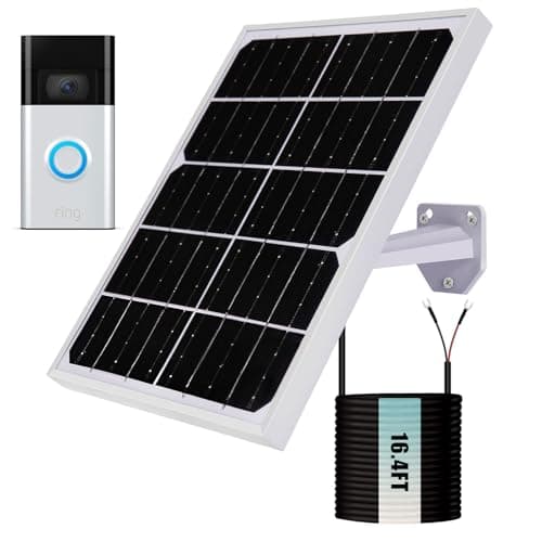Solar Charger for Ring Doorbell, 10W Solar Panel Pefect for Ring Video Doorbell 3/3+/4, Battery Video Doorbell 3 Plus, IP65 16.4ft Waterproof Charging Cable, 360°Adjustable Mount