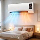 2-in-1 Wall Mounted Heater & Air Conditioner Combo, Portable Cooling Heating System for Bathroom Office Bedroom Rv, Mini Ac Heater with Remote Control White