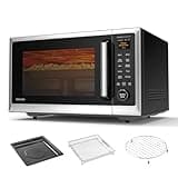 TOSHIBA OptiChef PRO MAX Air Fryer Combo Microwave Oven with 2.4-Inch Color Screen, Origin Inverter Technology, Smart Sensor, Compatible with Alexa, 1100W, 1.3 Cu.Ft, Silver ML2-STC13SAIT(SS)