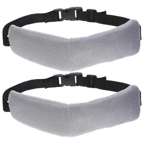 MAJORMENCH Airplane Head Straps and Neck Sleeping Pillow Set, Soft Gray Travel Headrest Support for Adults, Portable Car and Plane Travel Accessories for Comfortable Sleep