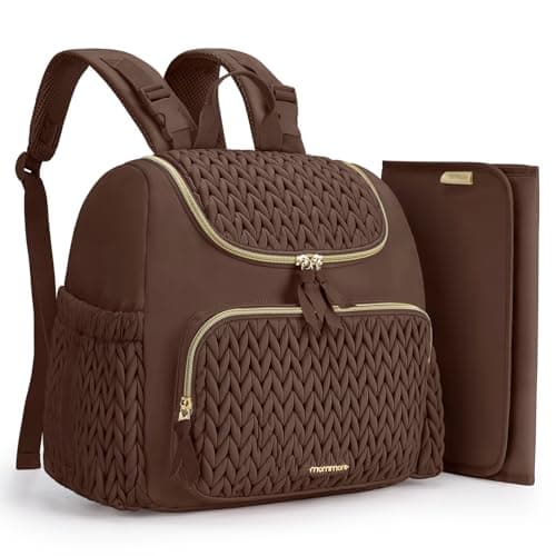 mommore Diaper Bag Small Diaper Backpack Stylish Baby Backpacks Travel Mini Maternity Bags with Insulated Pockets, Changing Pad, Stroller Straps