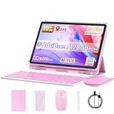 DIGITHINK 128GB Tablet PC 10 inch Android 15.0, Android Tablets, DDR4 4GB RAM+16GB Extend 20GB ROM 2MP+8MP Dual Camera, 2.4G+5G WiFi, Bluetooth 1TB Expand 10 in IPS Tab(Pink)