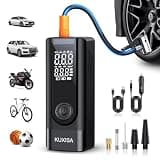 KUXISA Tire Inflator Portable Air Compressor, 3X Faster Air Compressor with Digital Pressure Gauge, 180PSI Faster Portable Air Pump for Cars, Motorcycles, Bicycles, Balls(Black)