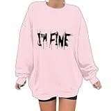 Zzalalana Women's I'm Fine Halloween Sweatshirt Oversized Pullover Tops