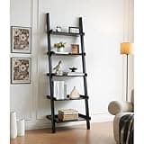agnixnaf Espresso Ladder Bookcase with 5 Shelves, Particle Board Bookshelves, Modern, for Office, Bedroom, Living Room, Study Room