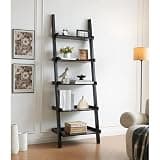 agnixnaf Espresso Ladder Bookcase with 5 Shelves, Particle Board Bookshelves, Modern, for Office, Bedroom, Living Room, Study Room