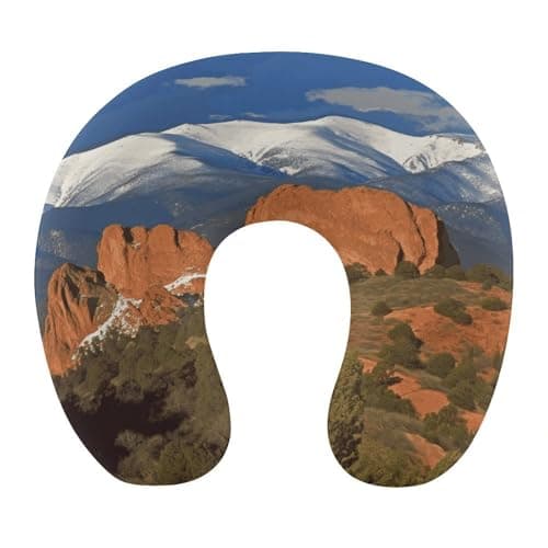 FekiLoot Pikes Peak Colorado Travel Pillow,U Shaped Office Napping Pillow Support Neck and Head Comfortable Travel Neck Pillow U Shape Sleeping Essentials for Long Haul Flights