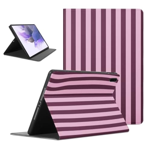 Mrtponk Simple Striped Tablet Case for Samsung Galaxy Tab A7 Lite T225/T220 8.7", Aesthetic Purple Pink Stripe Geometric Vertical Line Cover Slim Lightweight Soft Trifold Back Cases for Girl Boy