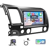 Leadfan 8 Core 4+64GB Car Radio Stereo for Honda Civic 2006 2007 2008 2009 2010 2011, 9'' IPS Screen for Civic with Wireless Carplay Android Auto FM SWC AHD Backup Camera, Support Airbag