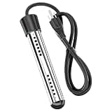 Immersion Water Heater, 1500W 110V Portable Submersible, with Intelligent Temperature Control, 158°F/70℃ Auto Shut-Off, 304 Stainless Steel Shield, Fast Heating for Travel, Camping, Pools