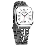 Chain Watch Band for Apple Watch 11, 10, 9, 8, 7, 6, 5, 4, 3, 2, 1, SE 3/2/1 Women, Stainless Steel Metal Band for Apple Watch 44mm 45mm 46mm for iWatch Black