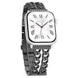 Chain Watch Band for Apple Watch 11, 10, 9, 8, 7, 6, 5, 4, 3, 2, 1, SE 3/2/1 Women, Stainless Steel Metal Band for Apple Watch 40mm 41mm 42mm 38mm for iWatch Black