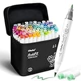 Ohuhu Alcohol Markers Brush Tip - AP Certificated Double Tipped Art Marker Set for Artist Adults Coloring Illustration- 72 Colors - Refillable - Fine and Brush Dual Tips - Honolulu 2B of Ohuhu Markers
