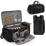 Large DJ Cable Organizer Bag, Padded Gig Bag with 8 Detachable Divider, Travel DJ Mixer Backpack for Musicians, Professional Multi-Pocket for 17" Laptop, Microphone, Cord, Headset & Music Accessories