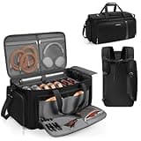 Large DJ Cable Organizer Bag, Padded Gig Bag with 8 Detachable Divider, Travel DJ Mixer Backpack for Musicians, Professional Multi-Pocket for 17" Laptop, Microphone, Cord, Headset & Music Accessories