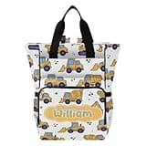VELINTE Diaper Bag Backpack Yellow Trucks Multifunctional, Personalized, and large-Capacity Backpack Little Stars Diaper Bag Insulated Bottle Compartments—Suitable for Both Boys and Girls