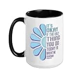 Depression Awareness Suicide Prevention Ceramic Mug, Black/White, 15oz
