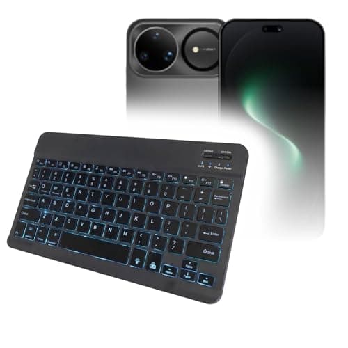 BoxWave Keyboard Compatible with Huawei nova 15 Ultra - SlimKeys Bluetooth Keyboard - with Backlight, Portable Slim LED 7 Colors - Jet Black