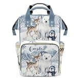 YallLocoMo Custom Name Diaper Bag Backpack Gift Watercolor Polor Bear Deer Multifunction Travel Backpack Nappy Bag Daypack for Mom Dad Boy Girl
