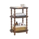 MaxSmeo Side Table, 3-Tier Small End Table, Modern Oval Night Stand Accent Table for Living Room, Bedroom, Rustic Brown