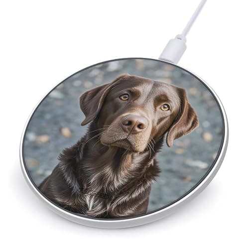 Brown Labrador Retriever Wireless Charger Portable 10W Fast Wireless Charging Pad Compatible with Phone Ultra-Thin Charging Station Lightweight Charger Mat for Travel Home Office Desk
