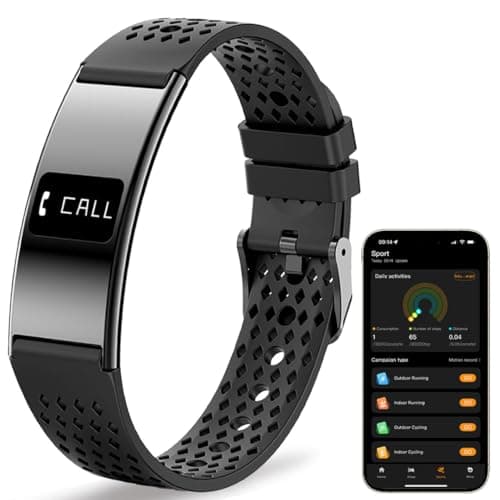 KALPADIVES Ultrathin 5mm Smart Bracelet for Men Women Fitness Tracker with Heart Rate Blood Oxygen Sleep Monitor Multi Sport Modes Smart Watch Compatible with iOS Android (Black Tape B8)