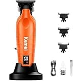KEMEI Professional Salon Hair Clopper Trimmer for Men LED Display Cordless Rechargeable KM-PG2499 Orange