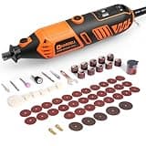 HARDELL Rotary Tool Kit - 180W Corded Power Rotary Tool 6 Variable Speeds with 61 Accessories, 8000-35000RPM, for Sanding, Polishing, Cutting, Engraving,Carving, DIY Crafts (Orange)