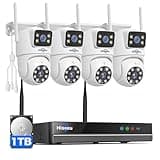 Hiseeu Wireless Security Cameras Outdoor, 5G & 2.4G WiFi Pro, Wireless Home Security Camera System, Dual Lens, 360° Pan & Tilt, Auto Tracking, Color Night Vision, 1TB HDD No Subscription, Need Plug In