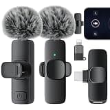 SUDEHO Extended-Range Twin Lavalier Mic, Noise Reduction, Dual Clip-On, USB-C Receiver for Android (Stormblack, XLarge)