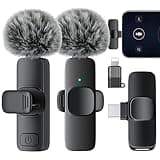 SUDEHO No-Battery-Hassle Twin Mic, USB-C Direct Receiver, Noise-Reducing Clip-On Lavalier (Stormblack, Medium)