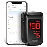 Fingertip Pulse Oximeter- HOLFENRY Pulse Oximeter Bluetooth Oximeter Oxygen Saturation Monitor for SpO2/Heart Rate/PI, with Auto Graph Display/Alarm/Dedicated App, Compatible with iOS&Android