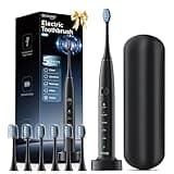 OasiSmile Sonic Electric Toothbrush, 42000 VPM Toothbrush with 6 Brush Heads & Travel Case, 5 Modes with 2 Minutes Built in Smart Timer, Wireless Charging, 100-Day Battery Life for Home Travel
