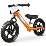 KRIDDO Toddler Balance Bike 2 Year Old, Age 18 Months to 5 Years Old, 12 Inch Push Bicycle with Customize Plate (3 Sets of Stickers Included), Gift Bike for 2-3 Boys Girls, Orange