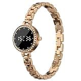 Women's LED Digital Bracelet Watch, Round Dial with Crystal Rhinestone Bezel, Heart Rate and Blood Oxygen Monitoring, Sleep Tracking, Rose Gold and Silver (L6 - Rose Gold)